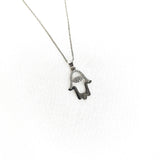 Chaîne en Argent 925 Pendentif Main de Fatma (Hamsa) Cristallisée Chaîne en Argent 925 Pendentif Main de Fatma (Hamsa) Cristallisée