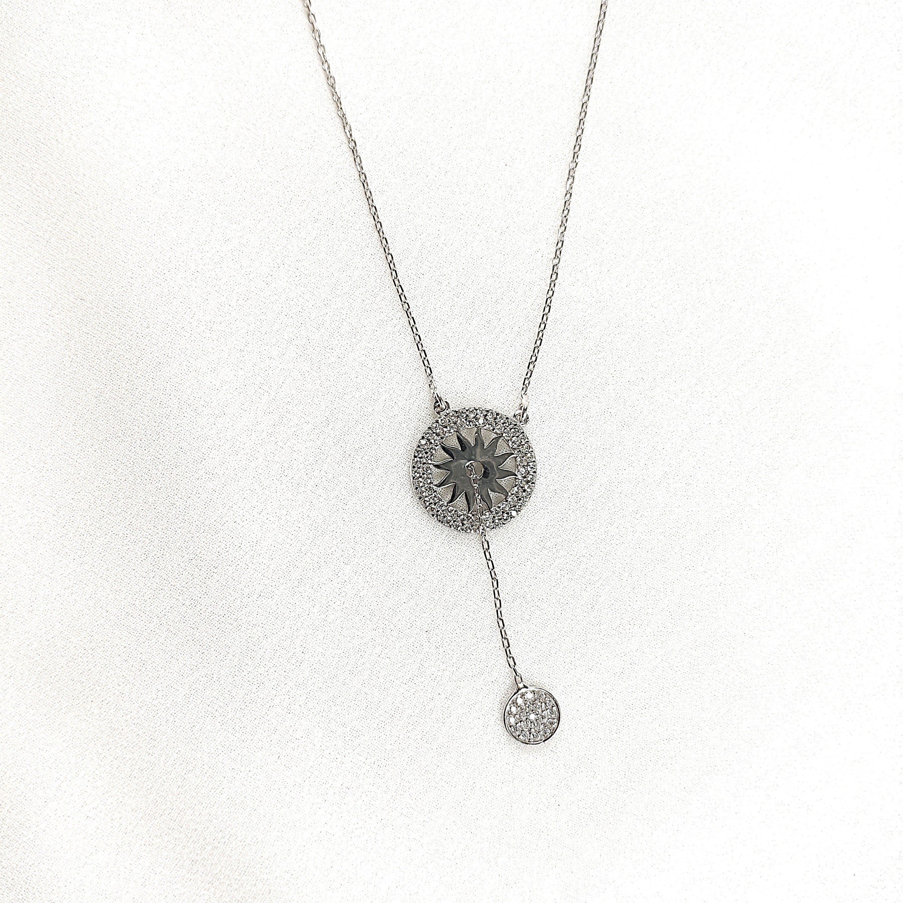 Chaîne en Argent 925 Médaillon Étoile Cristallisée Chaîne en Argent 925 Médaillon Étoile Cristallisée