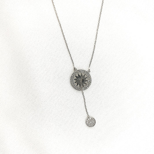 Chaîne en Argent 925 Médaillon Étoile Cristallisée
