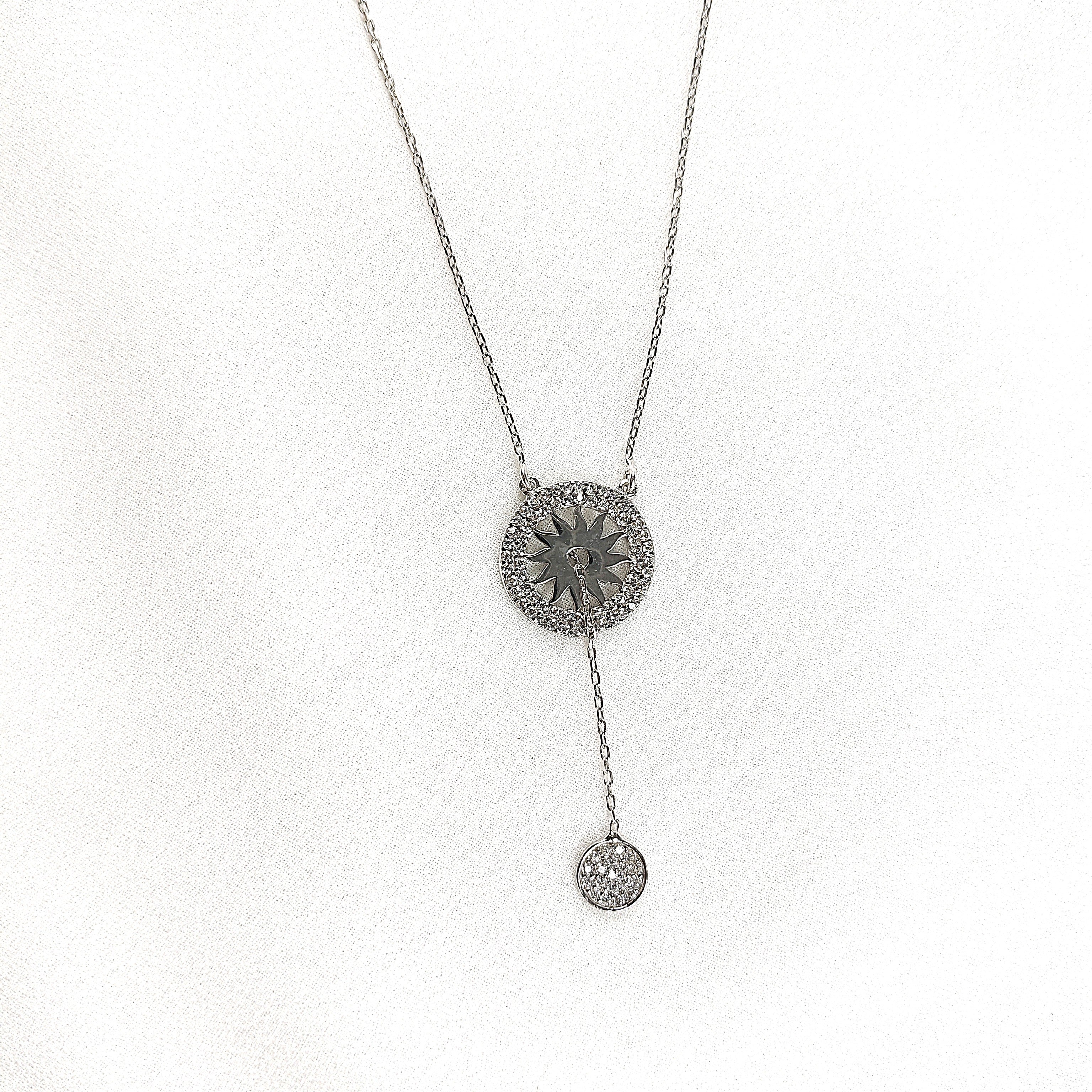 Chaîne en Argent 925 Médaillon Étoile Cristallisée Chaîne en Argent 925 Médaillon Étoile Cristallisée