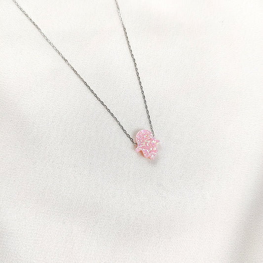 Chaîne en Argent 925 avec Pendentif Rose Étincelant