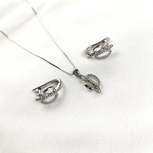 Parure en Argent 925 –  d’Oreilles Élégance Feuillage