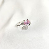 Bague en Argent Sterling avec Zircon Rose et Oxydes de Zirconium Bague en Argent Sterling avec Zircon Rose et Oxydes de Zirconium