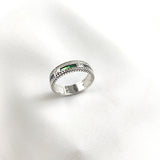 Bague en Argent Rhodié avec Pierres Rectangulaires Bleues et Vertes Bague en Argent Rhodié avec Pierres Rectangulaires Bleues et Vertes