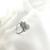 Bague en argent rhodié design papillon pavée de zircons Bague en argent rhodié design papillon pavée de zircons