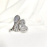 Bague en argent rhodié design papillon pavée de zircons Bague en argent rhodié design papillon pavée de zircons