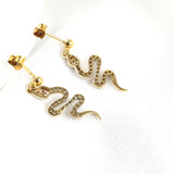 Boucles d’oreilles serpent en plaqué or pavées de zircons Boucles d’oreilles serpent en plaqué or pavées de zircons