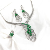 Parure en Argent Rhodié avec Zircons Verts Parure en Argent Rhodié avec Zircons Verts