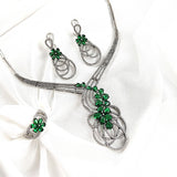 Parure en Argent Rhodié avec Zircons Verts Parure en Argent Rhodié avec Zircons Verts