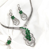 Parure en Argent Rhodié avec Zircons Verts Parure en Argent Rhodié avec Zircons Verts