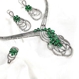 Parure en Argent Rhodié avec Zircons Verts Parure en Argent Rhodié avec Zircons Verts