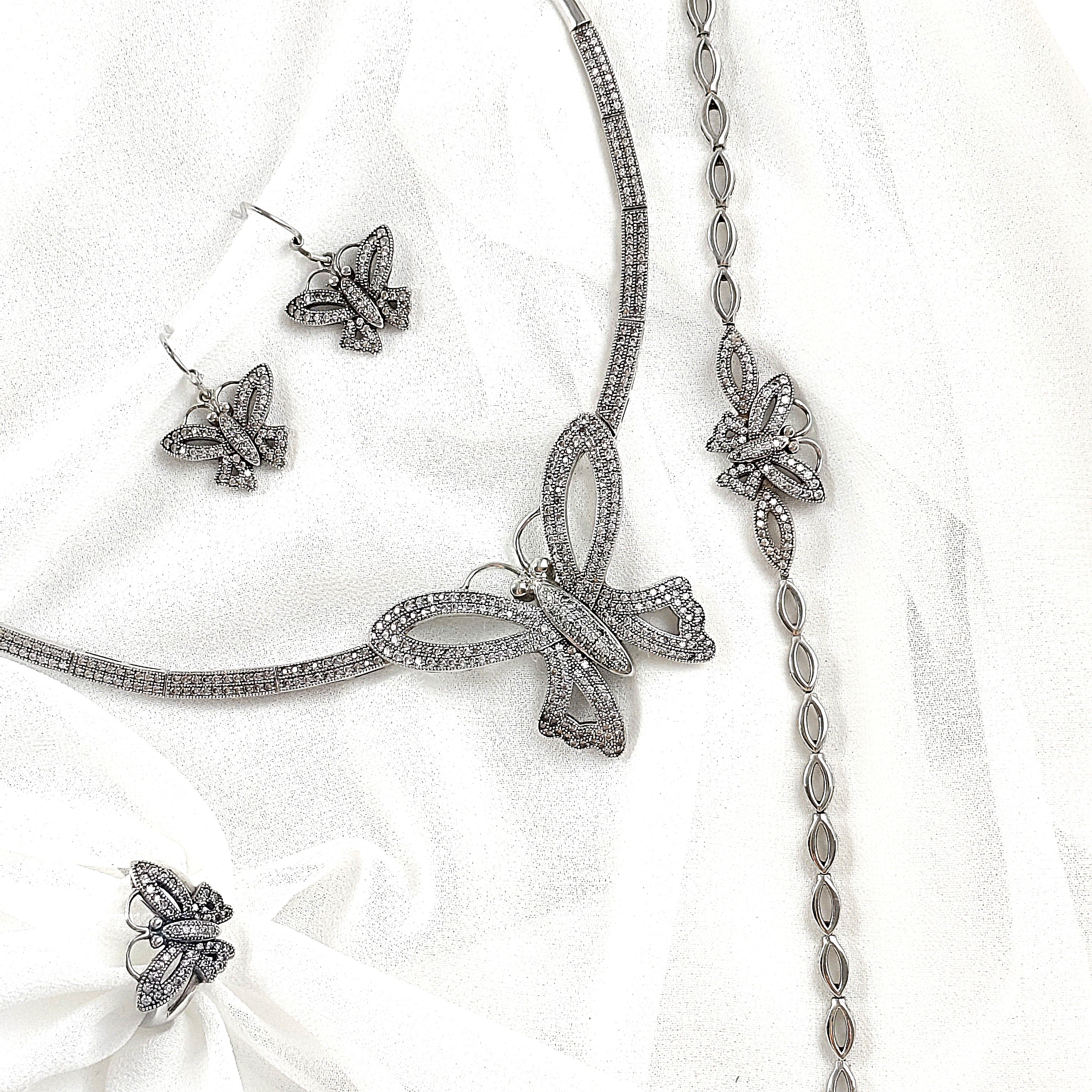 Parure en Argent Rhodié Papillon Parure en Argent Rhodié Papillon