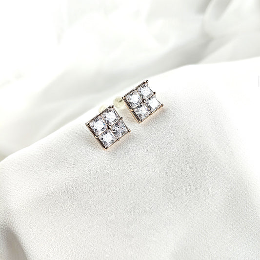 Boucles d’oreilles fantaisie carrées à cristaux scintillants