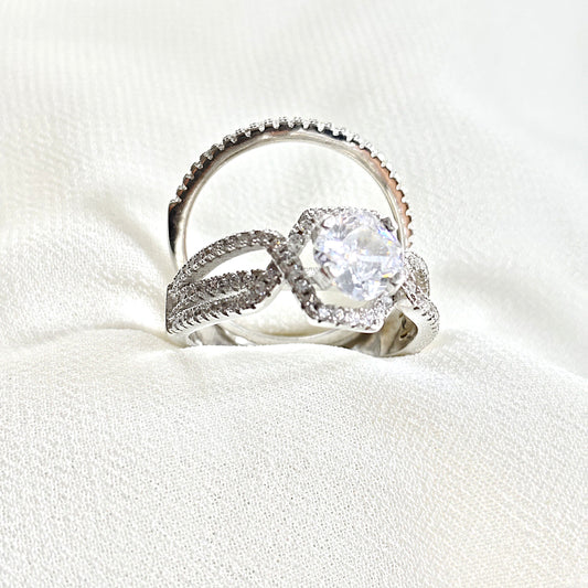 Bague en argent 925 duo serti zircon – Élégance éternelle