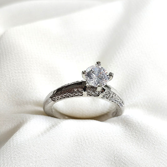 Bague en argent 925 solitaire sertie zircon – Élégance éternelle