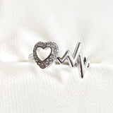 Bague en argent 925 battement de cœur et cœur zircon – Amour vibrant Bague en argent 925 battement de cœur et cœur zircon – Amour vibrant