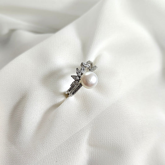 Bague en argent 925 perle et zircons – Élégance royale