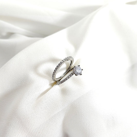 Bague en argent 925 double anneau zircon – Éclat éternel