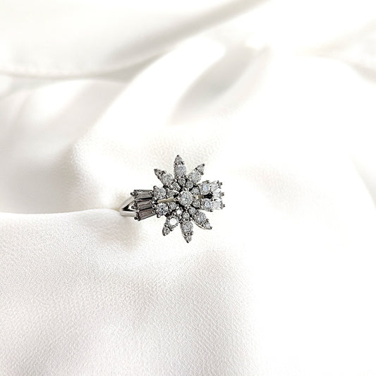 Bague en argent 925 fleur étincelante – Élégance royale