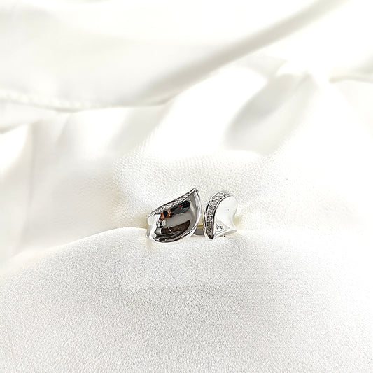 Bague en argent 925 ouverte sertie de zircons – Design Moderne Élégance