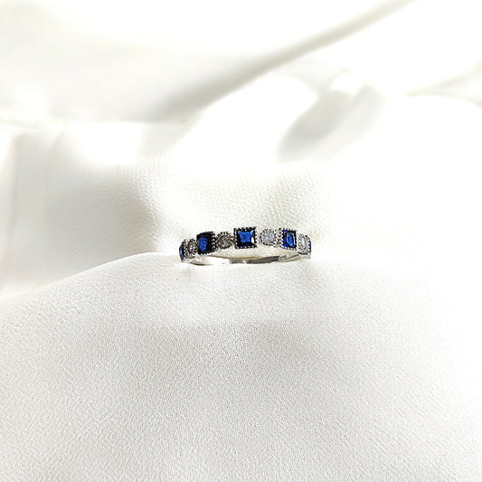 Bague en argent 925 avec pierres bleues et zircons – Raffinement Royal