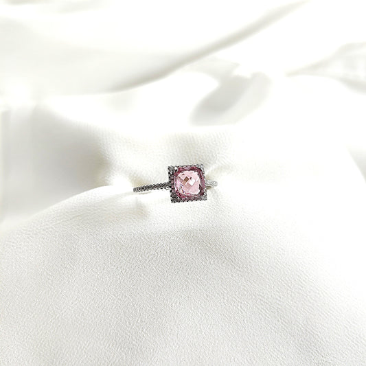 Bague en argent 925 avec pierre rose – Douceur Rosée