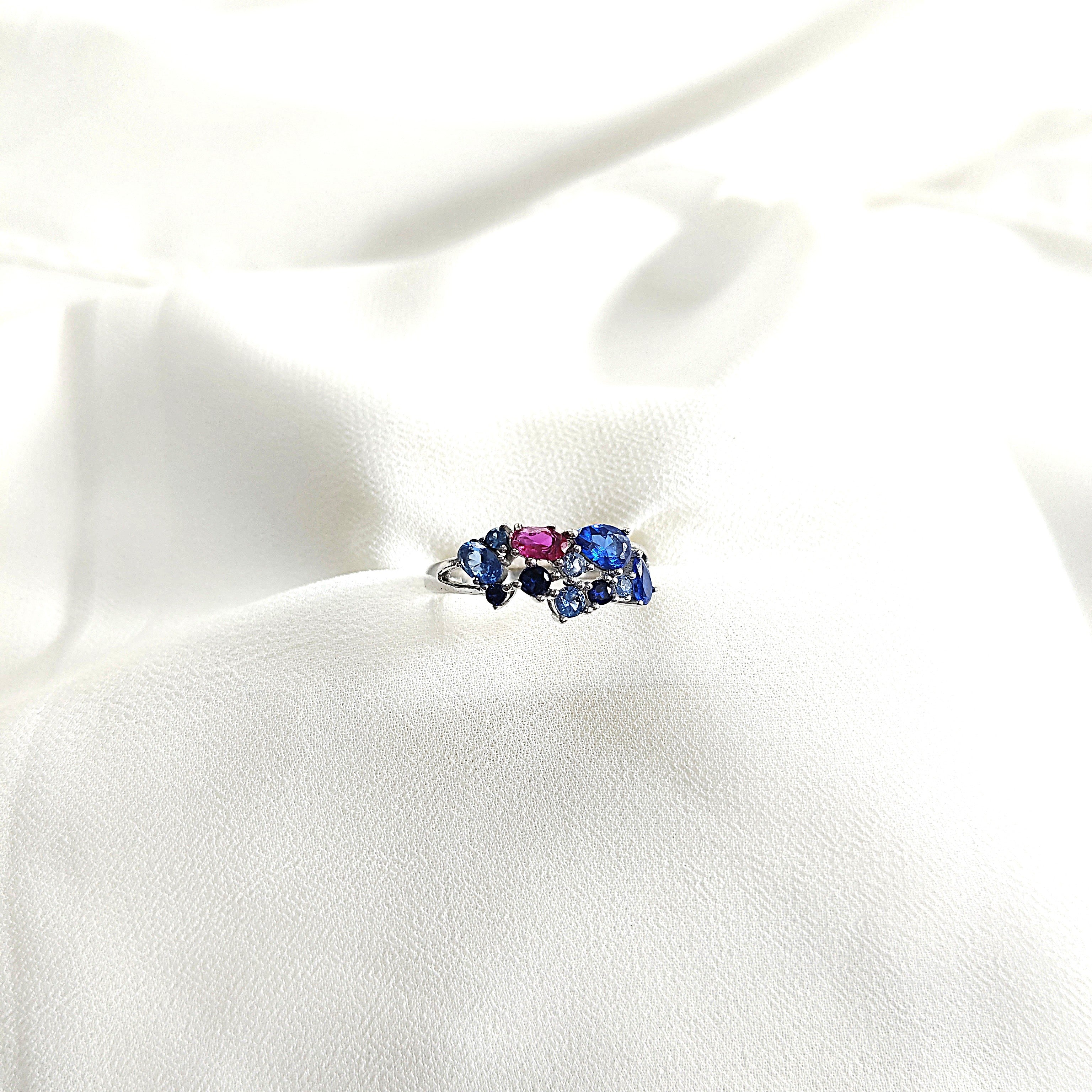 Bague en argent 925 multicolore – Harmonie Céleste Bague en argent 925 multicolore – Harmonie Céleste