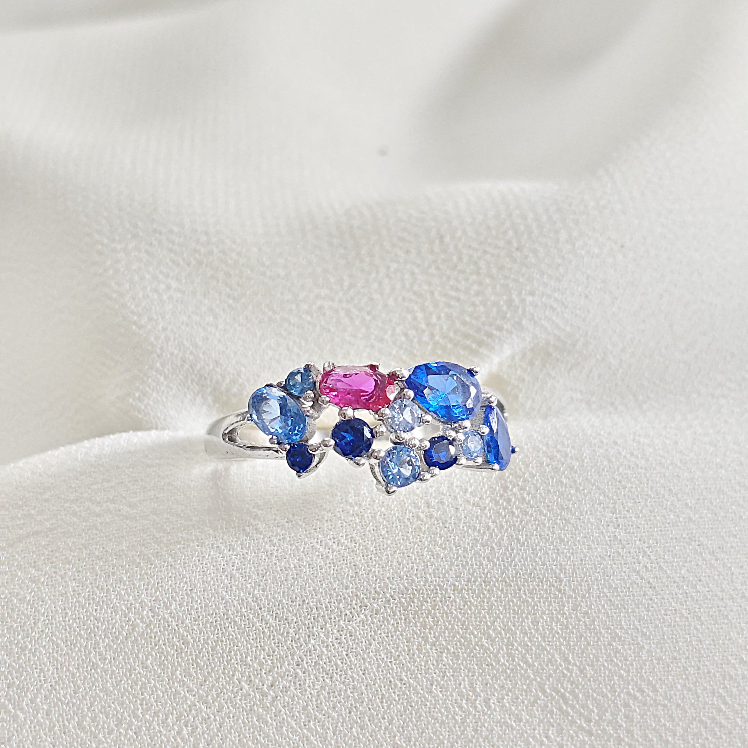 Bague en argent 925 multicolore – Harmonie Céleste Bague en argent 925 multicolore – Harmonie Céleste