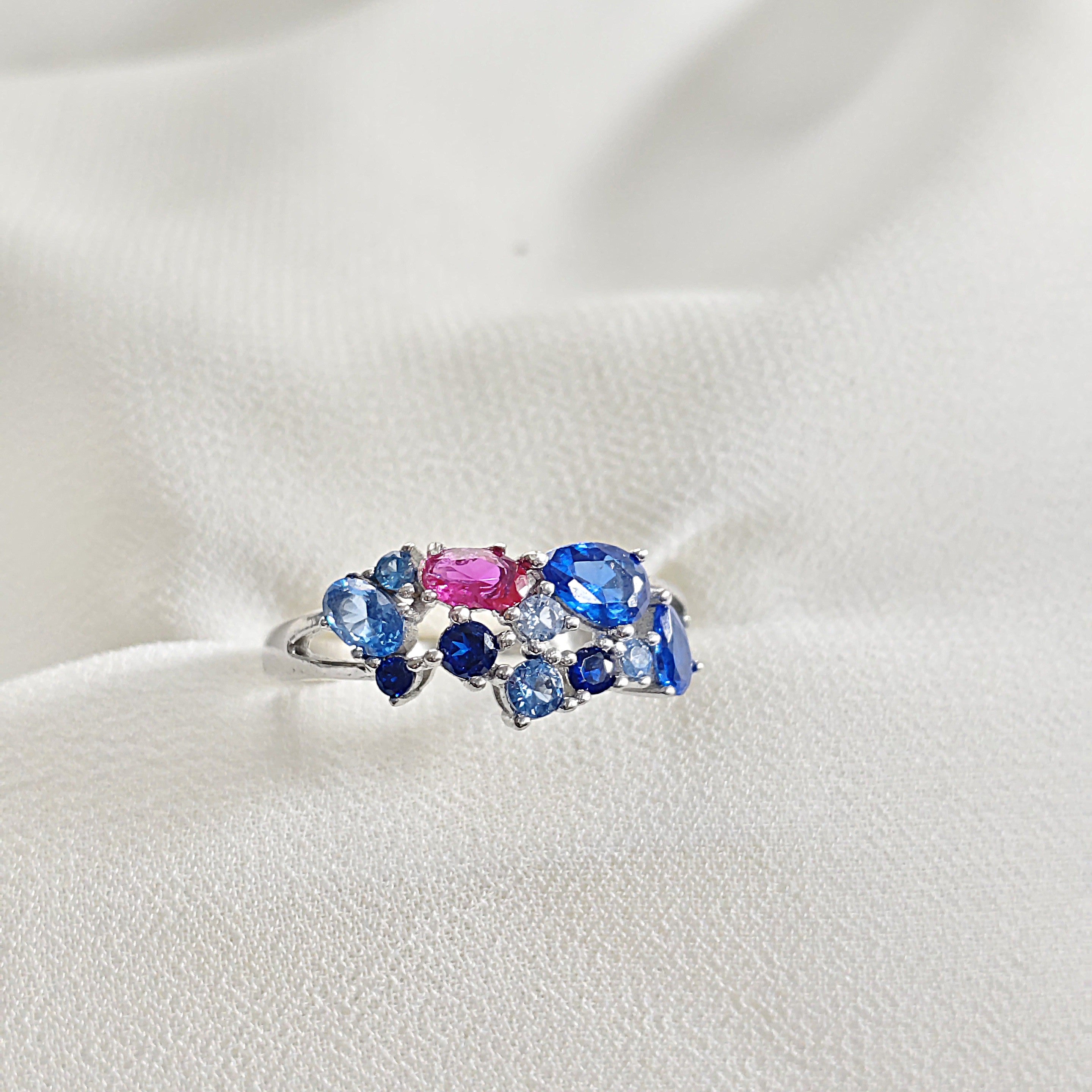 Bague en argent 925 multicolore – Harmonie Céleste Bague en argent 925 multicolore – Harmonie Céleste