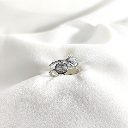 Bague en argent 925 “Double Éclat” – Design ouvert serti de zircons