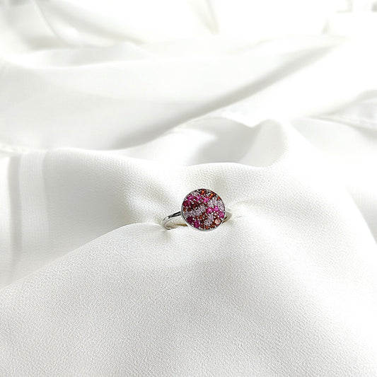 Bague en argent 925 “Galaxie Rose” – Pavée de zircons multicolores