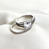 Bague en argent 925 “Royale Éternité” – Duo serti d’un zircon carré étincelant Bague en argent 925 “Royale Éternité” – Duo serti d’un zircon carré étincelant