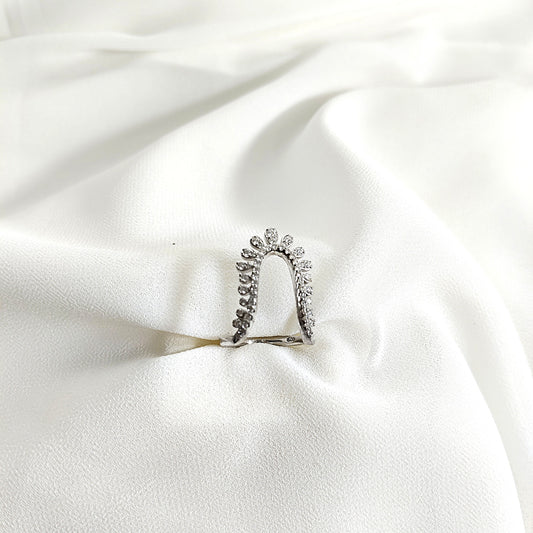 Bague en argent 925 “Couronne d’Éclat” – Anneau ouvert orné de zircons scintillants