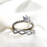 Bague en argent 925 “Éternité Brillante” – Duo d’alliance et solitaire en zircon Bague en argent 925 “Éternité Brillante” – Duo d’alliance et solitaire en zircon