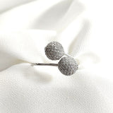 Bague en argent 925 “Duo d’Éclat” – Sphères pavées de zircons scintillants Bague en argent 925 “Duo d’Éclat” – Sphères pavées de zircons scintillants