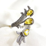 Bague en argent 925 “Flamme Solaire” – Design floral avec zircons jaunes éclatants Bague en argent 925 “Flamme Solaire” – Design floral avec zircons jaunes éclatants