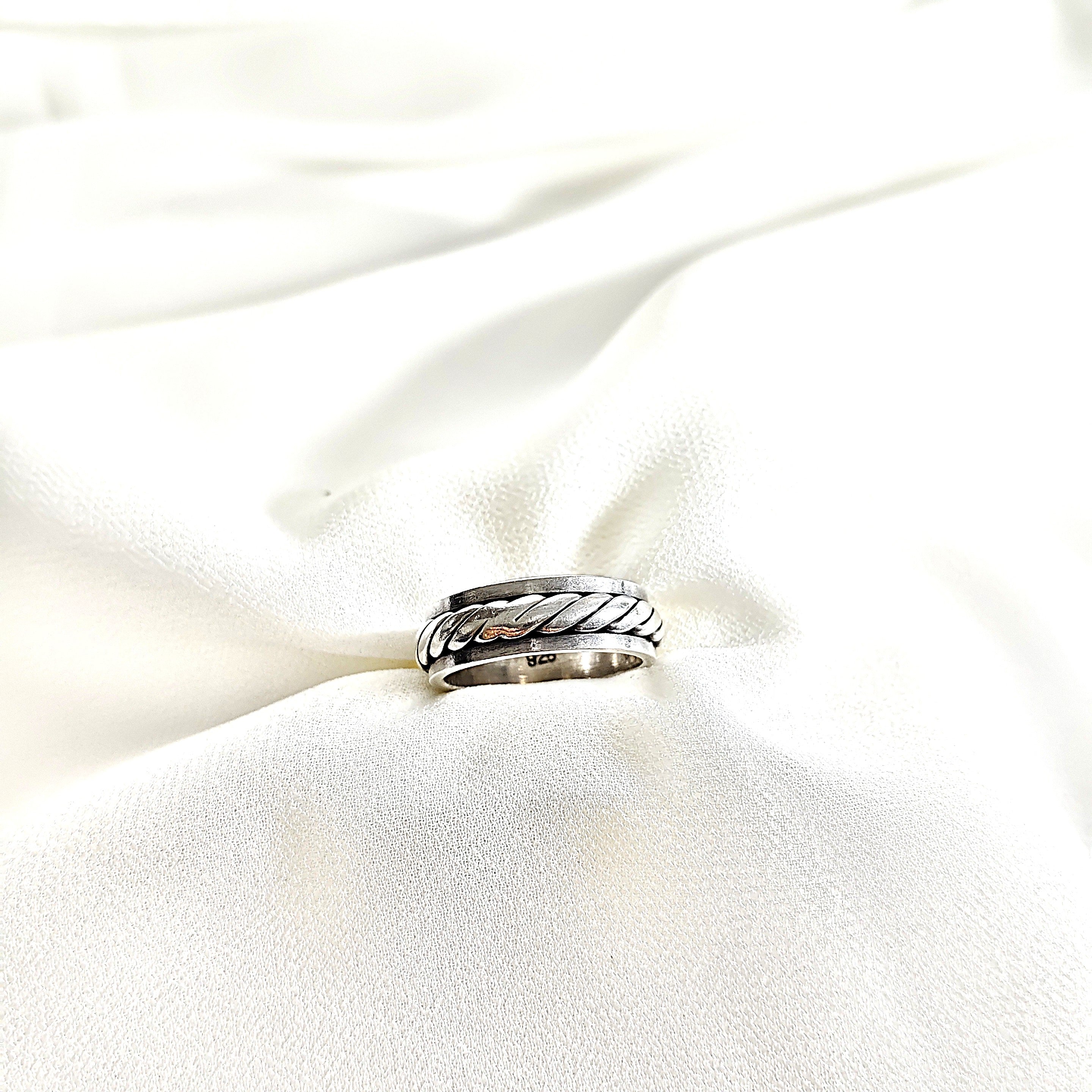 Bague homme  en argent 925 tressée effet corde Bague homme  en argent 925 tressée effet corde