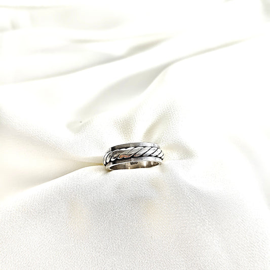Bague homme  en argent 925 tressée effet corde