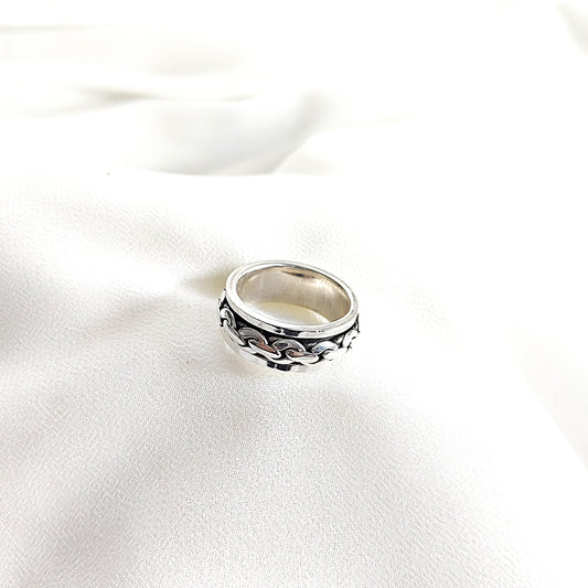 Bague homme en argent 925 chaîne centrale – Style moderne et audacieux