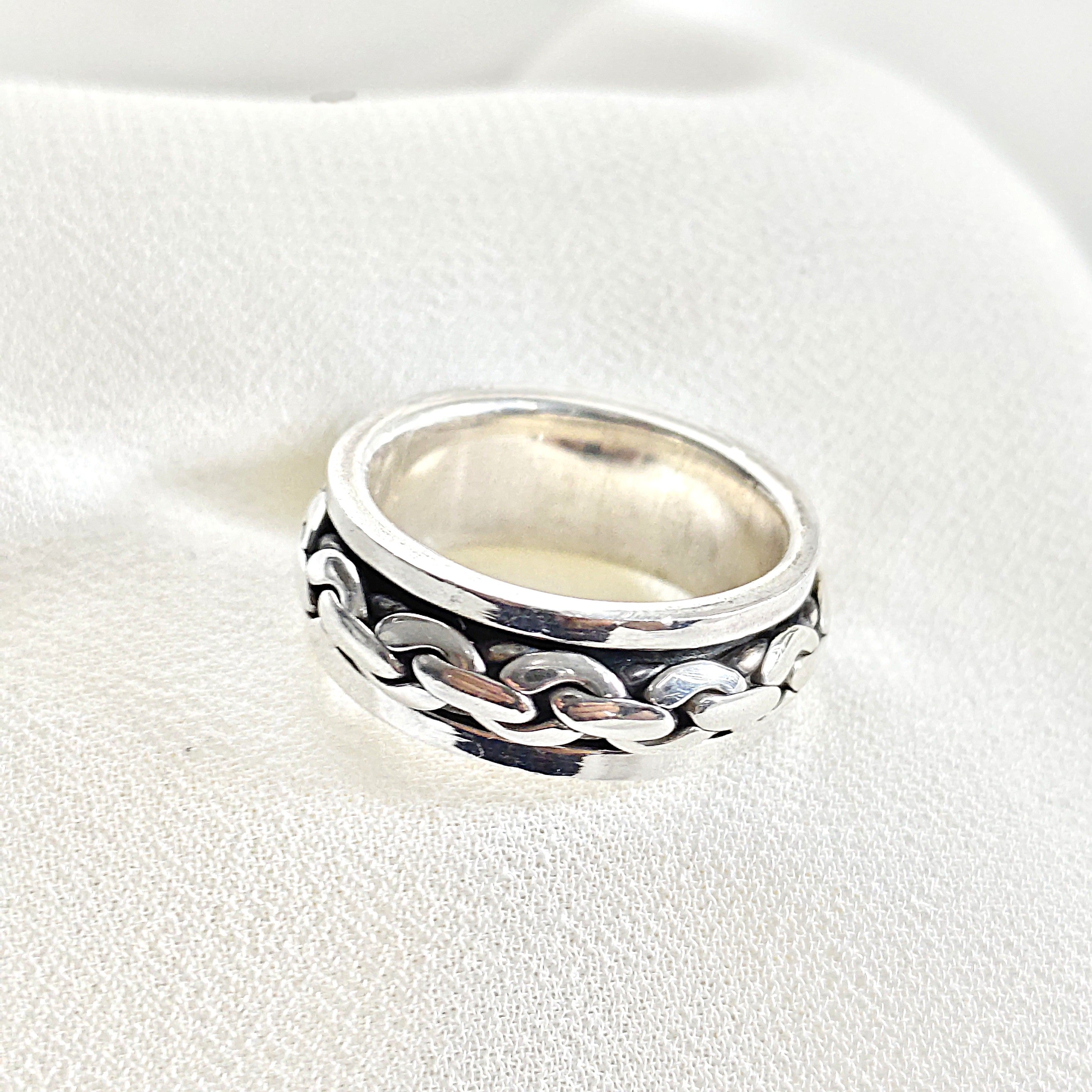 Bague homme en argent 925 chaîne centrale – Style moderne et audacieux Bague homme en argent 925 chaîne centrale – Style moderne et audacieux