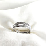 Bague homme en argent anneau texturé double liseré Bague homme en argent anneau texturé double liseré