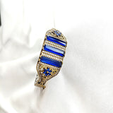 Bracelet Antique en Argent Orné de Pierres Bleues et Zircons – Élégance Royale Bracelet Antique en Argent Orné de Pierres Bleues et Zircons – Élégance Royale