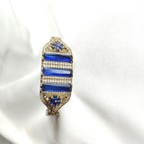 Bracelet Antique en Argent Orné de Pierres Bleues et Zircons – Élégance Royale Bracelet Antique en Argent Orné de Pierres Bleues et Zircons – Élégance Royale
