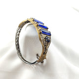 Bracelet Antique en Argent Orné de Pierres Bleues et Zircons – Élégance Royale Bracelet Antique en Argent Orné de Pierres Bleues et Zircons – Élégance Royale