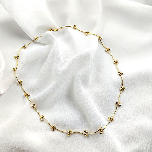 Chaîne perles ondulées en plaqué or – Garantie 10 ans