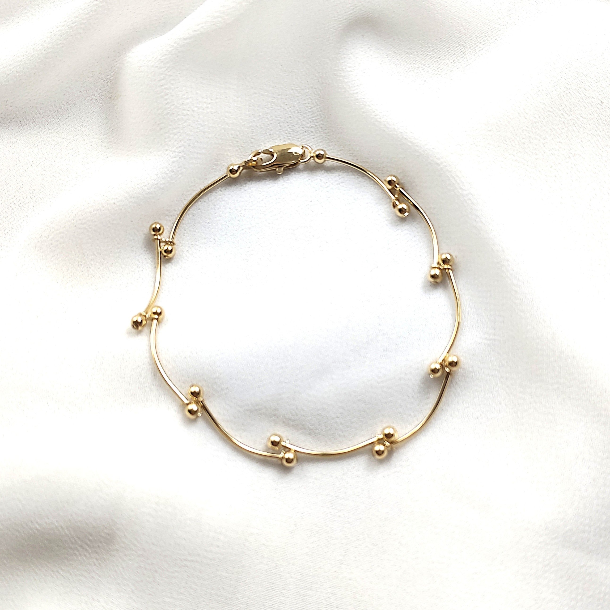 Gourmette perles ondulées en plaqué or – Garantie 10 ans Gourmette perles ondulées en plaqué or – Garantie 10 ans