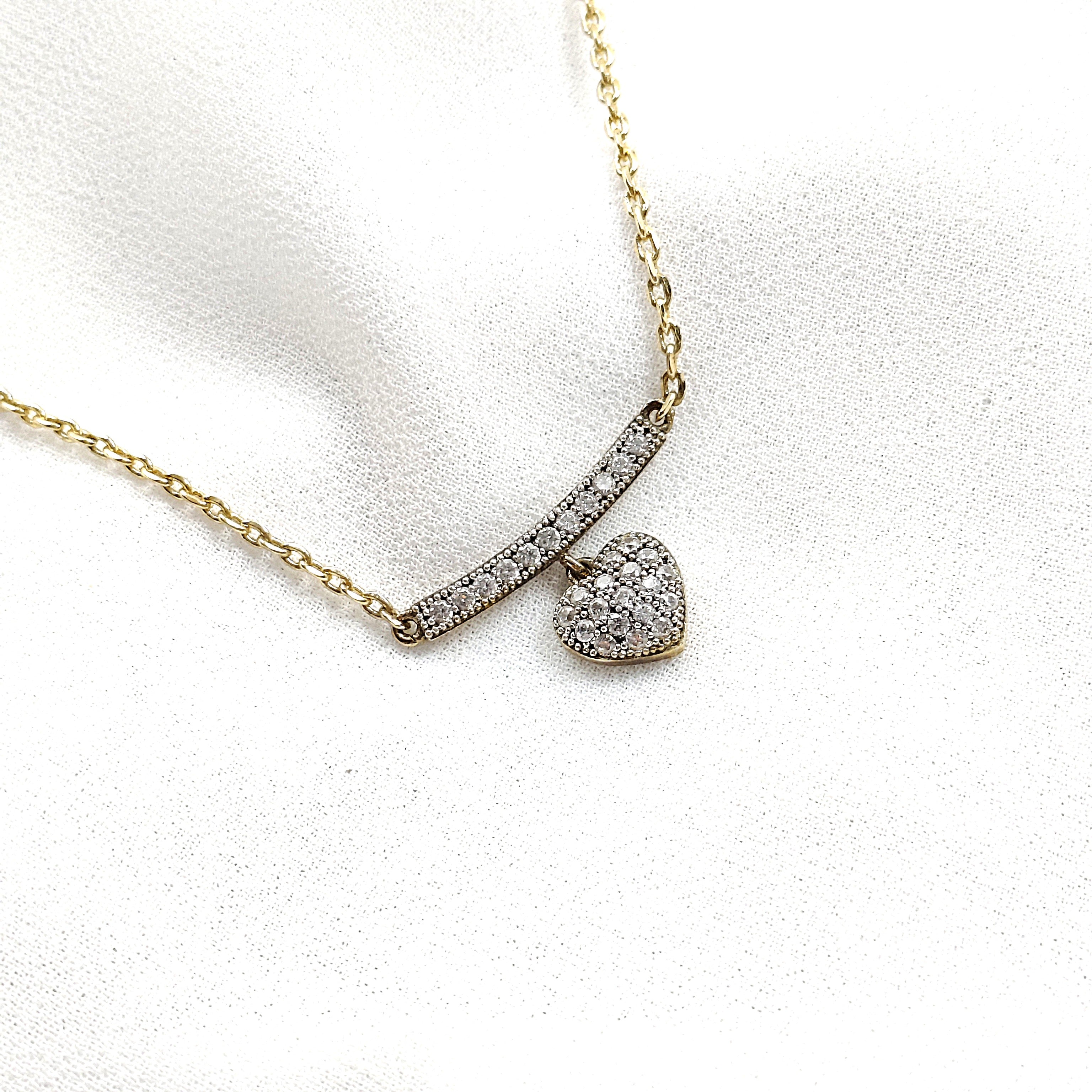 Chaîne cœur pavé de zircons en plaqué or – Garantie 10 ans Chaîne cœur pavé de zircons en plaqué or – Garantie 10 ans