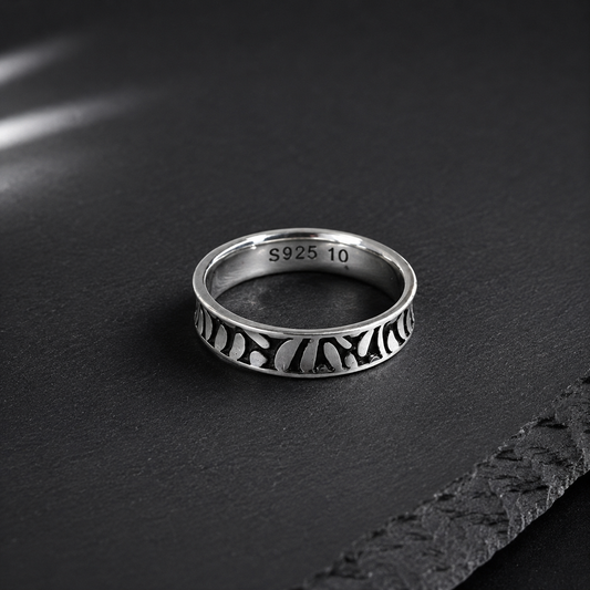 Bague Homme Fine en Argent 925 – Motif Nature Élégant