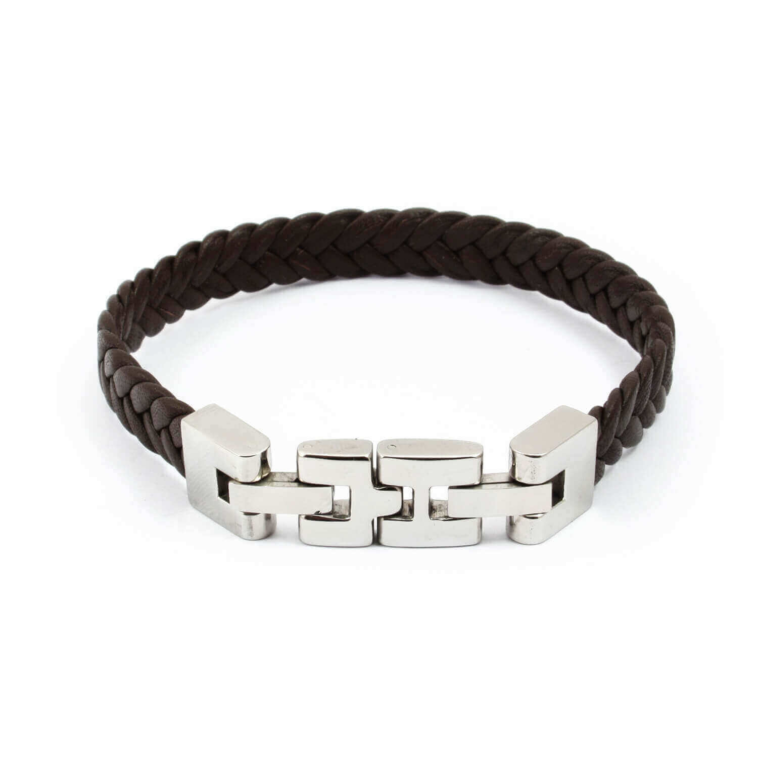Bracelet en cuir tressé et acier pour homme Bracelet en cuir tressé et acier pour homme