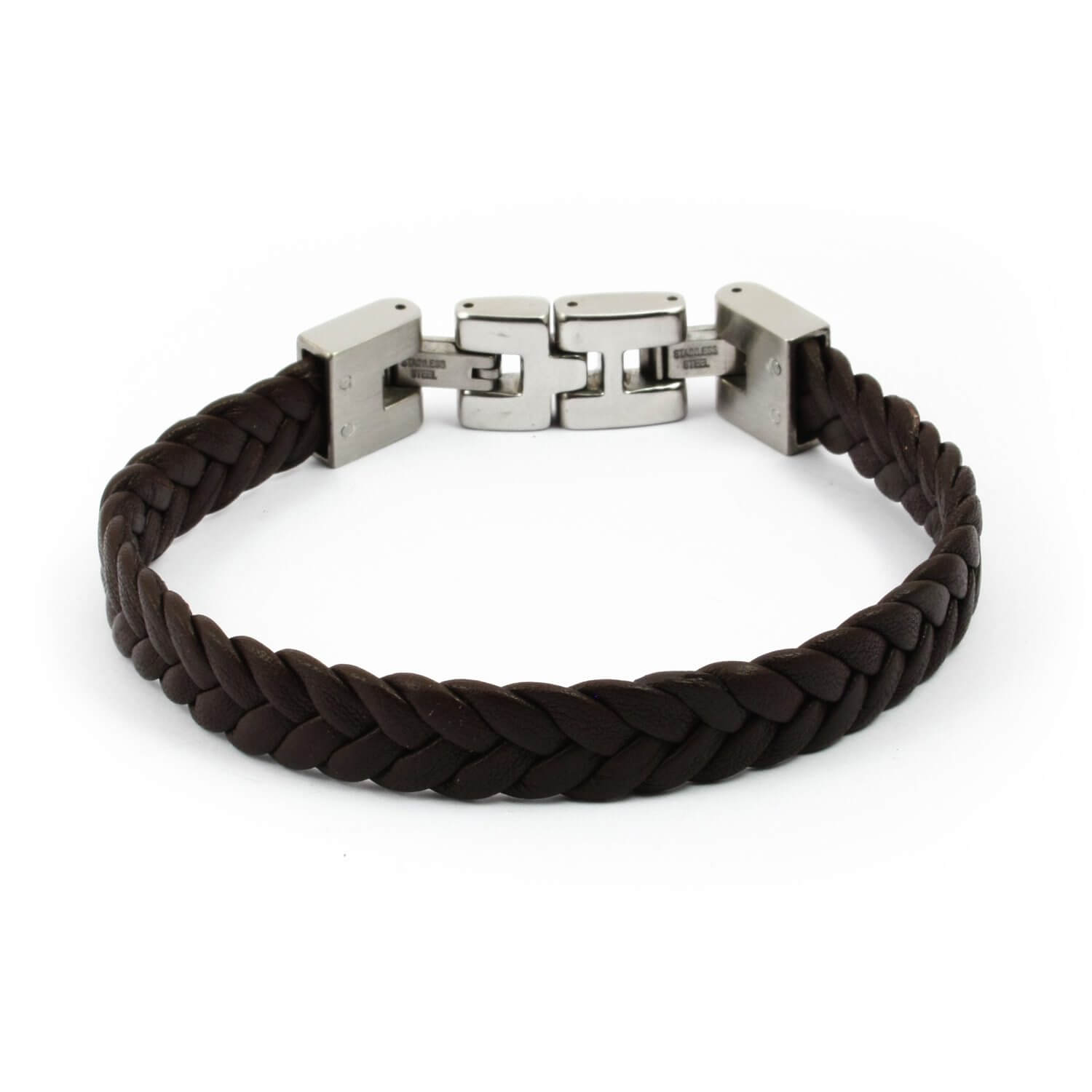 Bracelet en cuir tressé et acier pour homme Bracelet en cuir tressé et acier pour homme